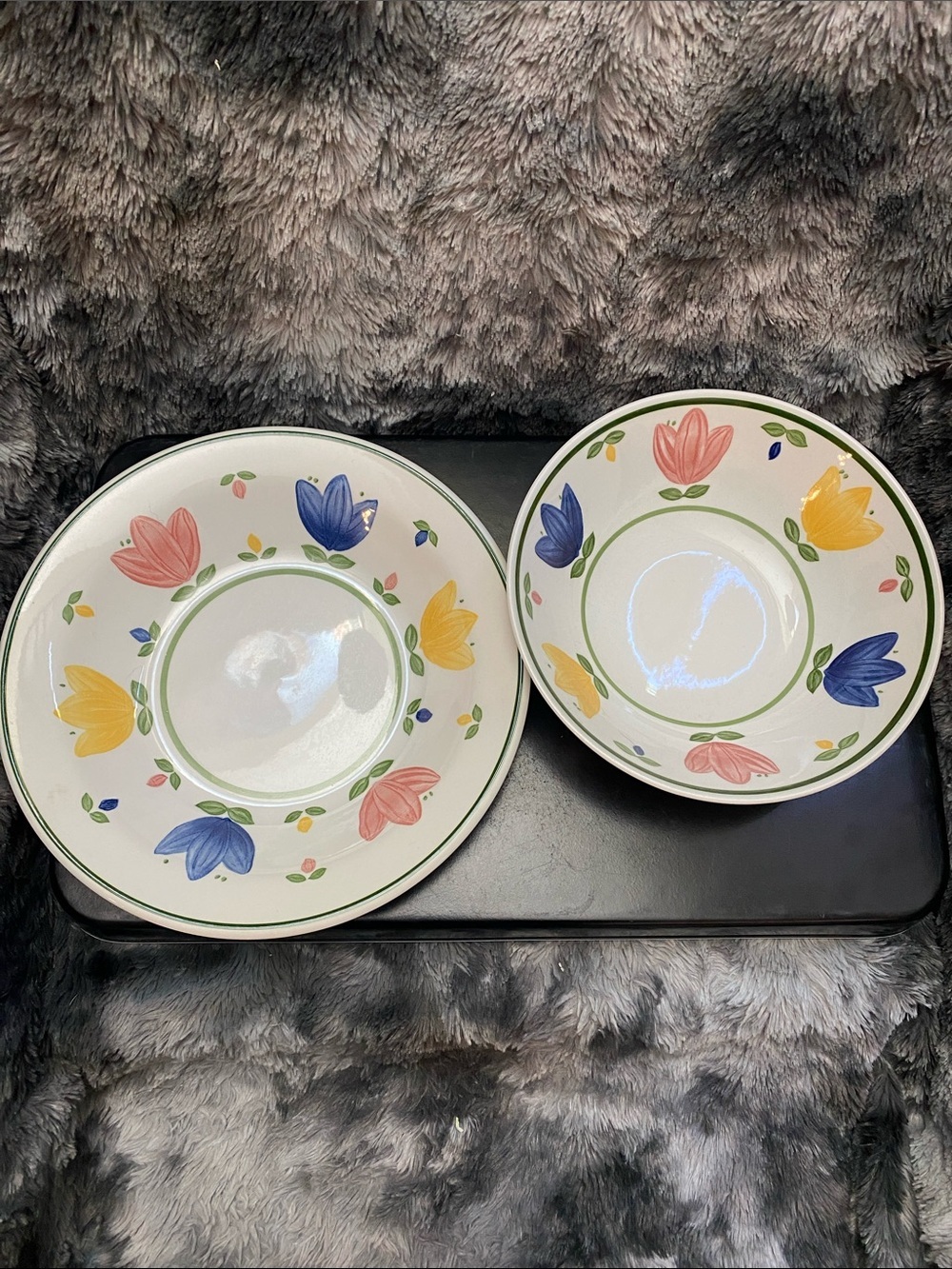 Vintage Johnson Brothers Tulip Pattern Serving Bowl and Platter - pattern Nicole